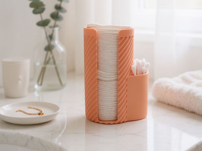 Ribbed Q-Tip & Cotton Pad Organizer